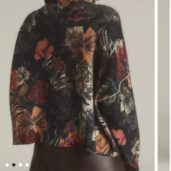 NWT Anthropologie Alani Cashmere Mock-Neck Sweater by Pilcro: Printed Edition - Picture 4 of 5
